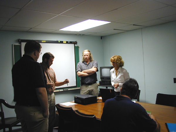 Fleet Manager Janice Boggs (right) and Fleet Assistant Barry Gunnoe (second right) offer an orientation for all drivers of state-owned vehicles.