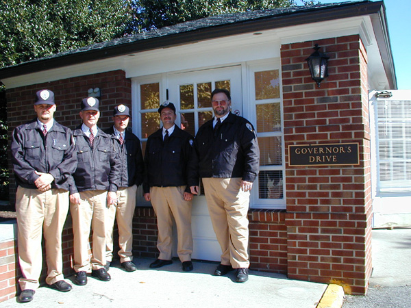 The parking guards are pictured in front of the newly renovated guard station on the Governor's Drive: (l-r) Craig Kinder, Bernard McClanahan, Chris Cline, Ozzie Newsome and Jim Fisher. Supervisor Ron Robinson is not pictured.