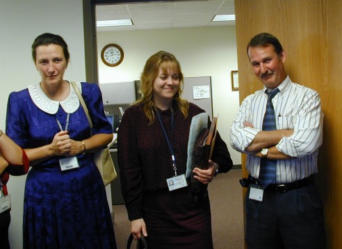 Our 2004 Partner in Purchasing, DEP's Tammy Canterbury (c), is pictured with her supervisor, June Casto, and Assistant Director Ken Frye of the Program Services Section.